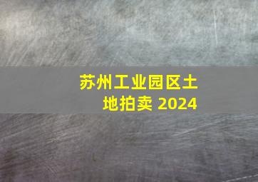 苏州工业园区土地拍卖 2024